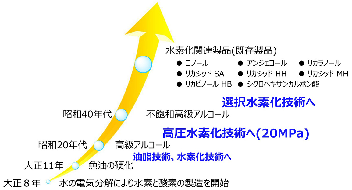 新日本理化と水素化の表